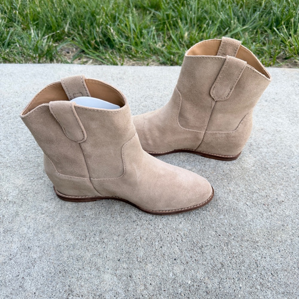 Nisolo Suede Tassel Ankle Boots Sand Beige Western Hidden Wedge PE202507 7.5 - Picture 7 of 7